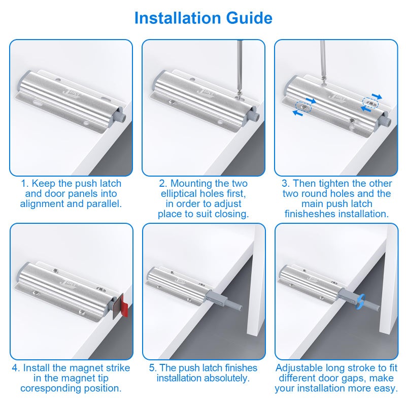Jiayi Cabinets Latches Magnetic Push Catch Jiayi 10 Pack Push to Open Door Latch Heavy Duty Touch Latches Kitchen Door Push Release Latch for Drawer Closure Push Catch Press Out Cabinet Hardware - Image 5